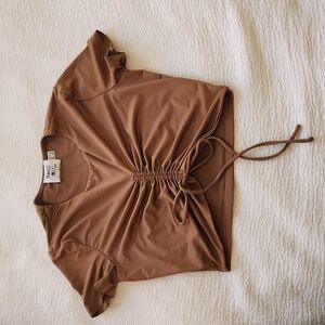 Warm Brown Crop Top with Bust detail